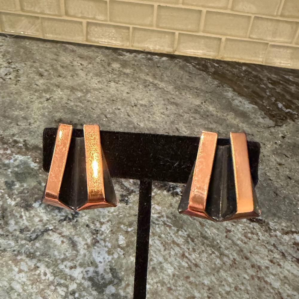 Vintage Renoir Mid Century Copper Clip On Earrings